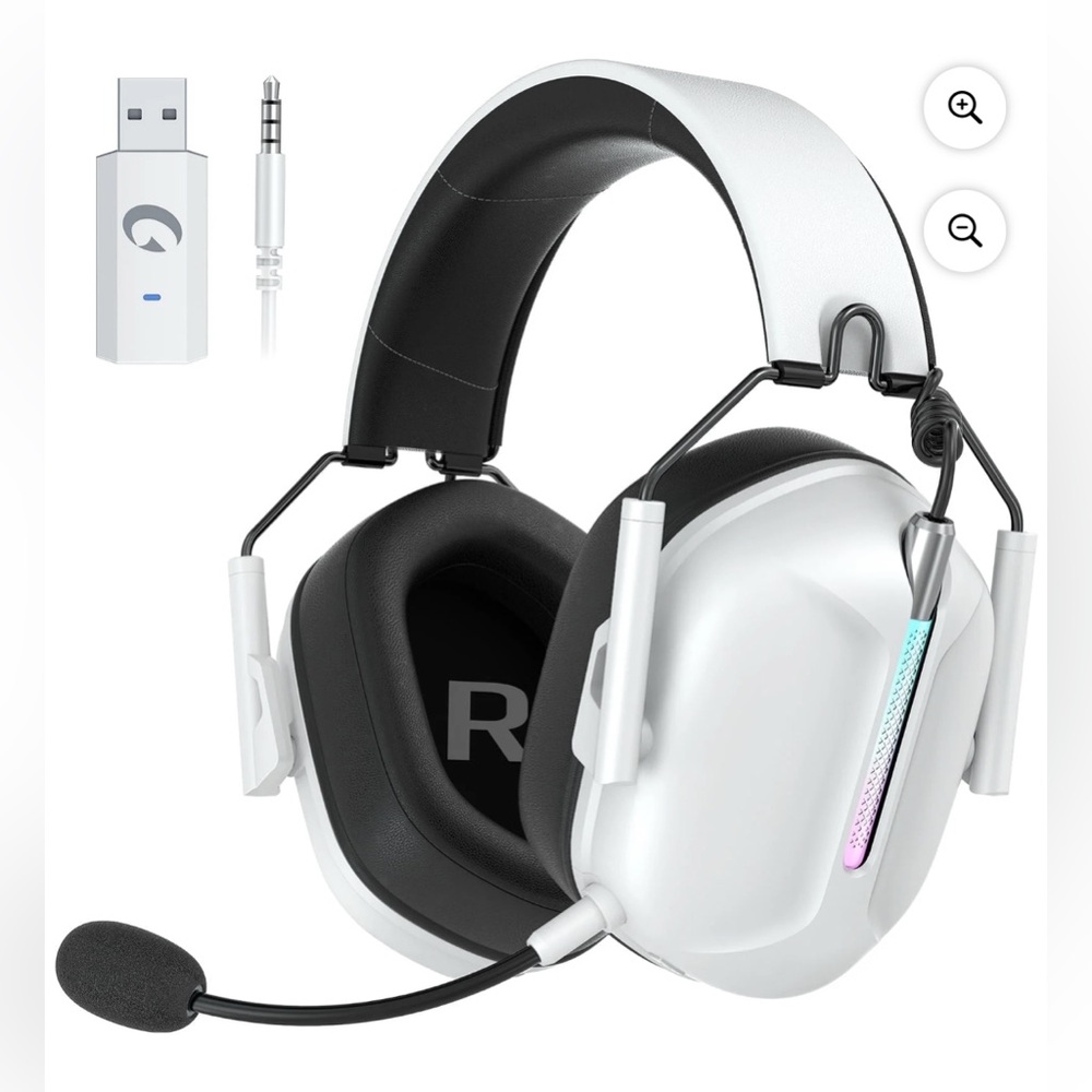 Wireless Gaming Headset with RGB Lighting - White